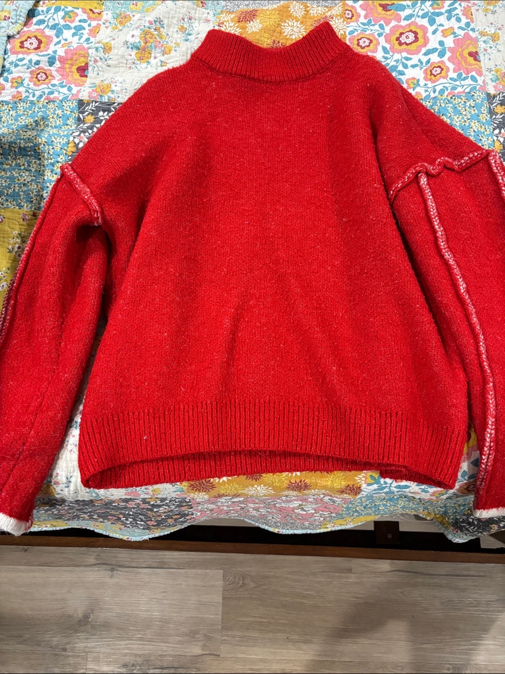 Wonderly Red Mock Neck Sweater